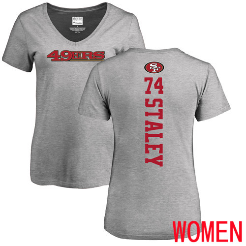 San Francisco 49ers Ash Women Joe Staley Backer #74 NFL T Shirt